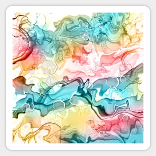 Alcohol Ink swirl - Turquoise &amp; pink Sticker